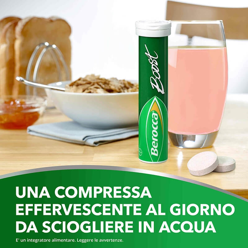 Berocca Boost Integratore di Vitamine e Minerali, Performance Mentale ed Energia, con Guaraná, 15 Compresse Effervescenti