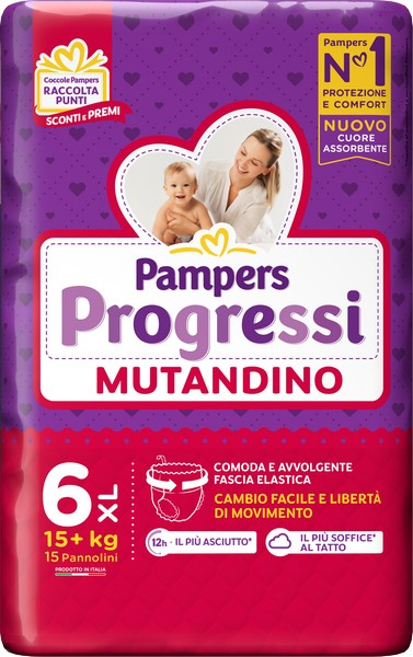 PAMPERS Progressi Mutandino Taglia 6-XL dai 15kg - 15 pezzi