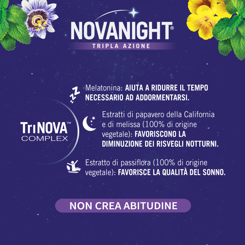 NOVANIGHT  tripla azione Melatonina a Rilascio Rapido 30 compresse