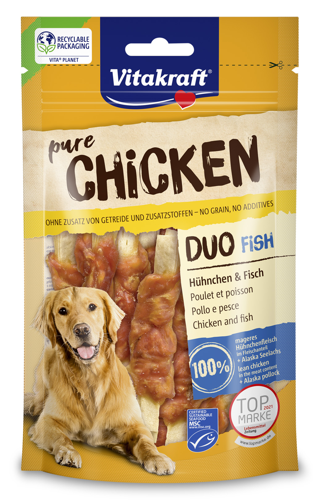 VITAKRAFT CANE SNACK PURE CHICKEN POLLO E PESCE SNACK 80GR