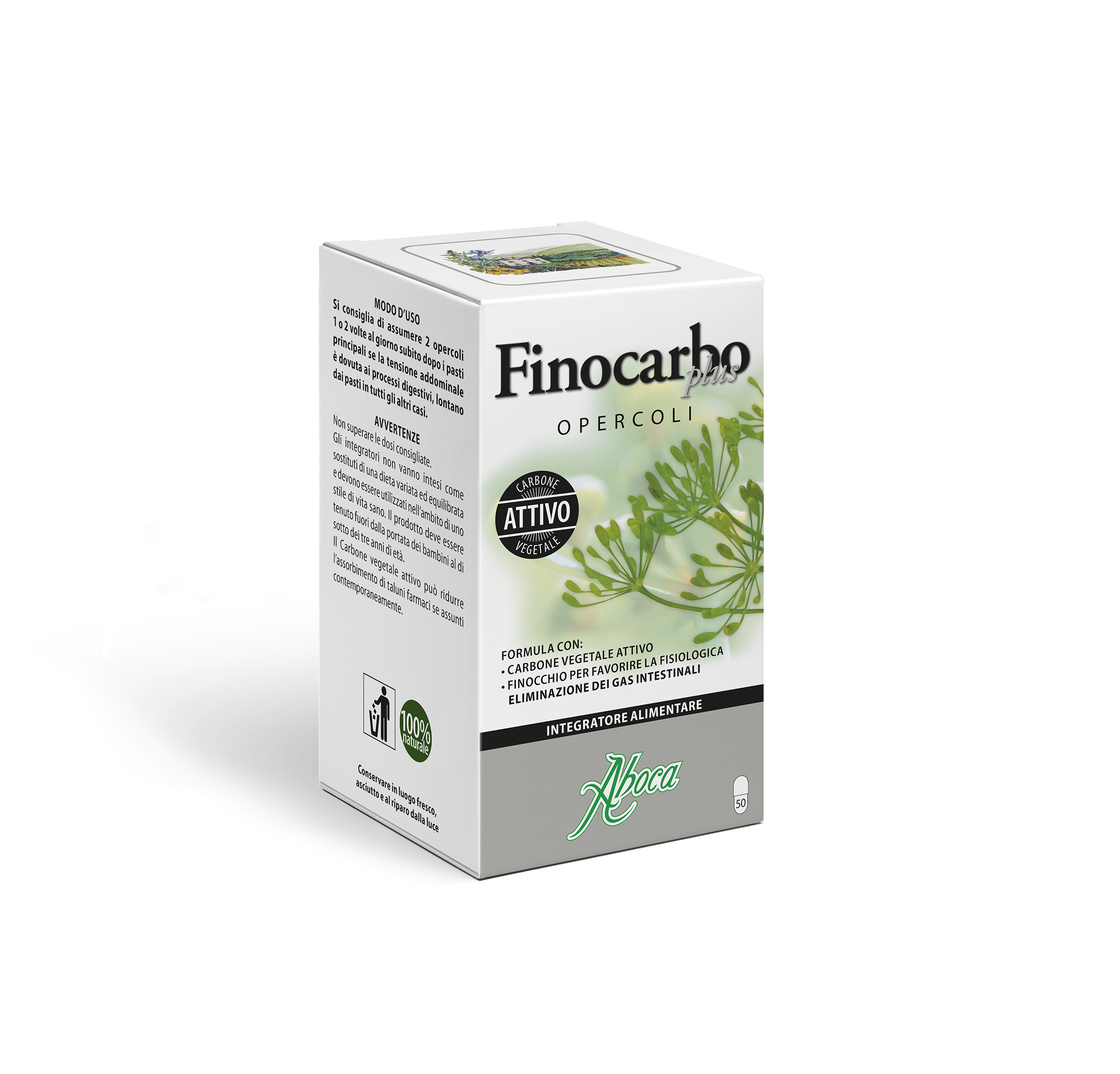 Aboca Finocarbo Plus Integratore Gas Intestinale 50 Opercoli