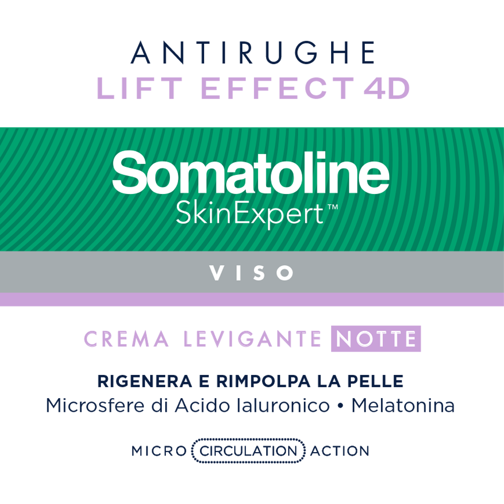 Somatoline SkinExpert, Lift Effect 4D Crema Levigante Notte, Trattamento Viso   Anti-età,  Acido Ialuronico   50ml