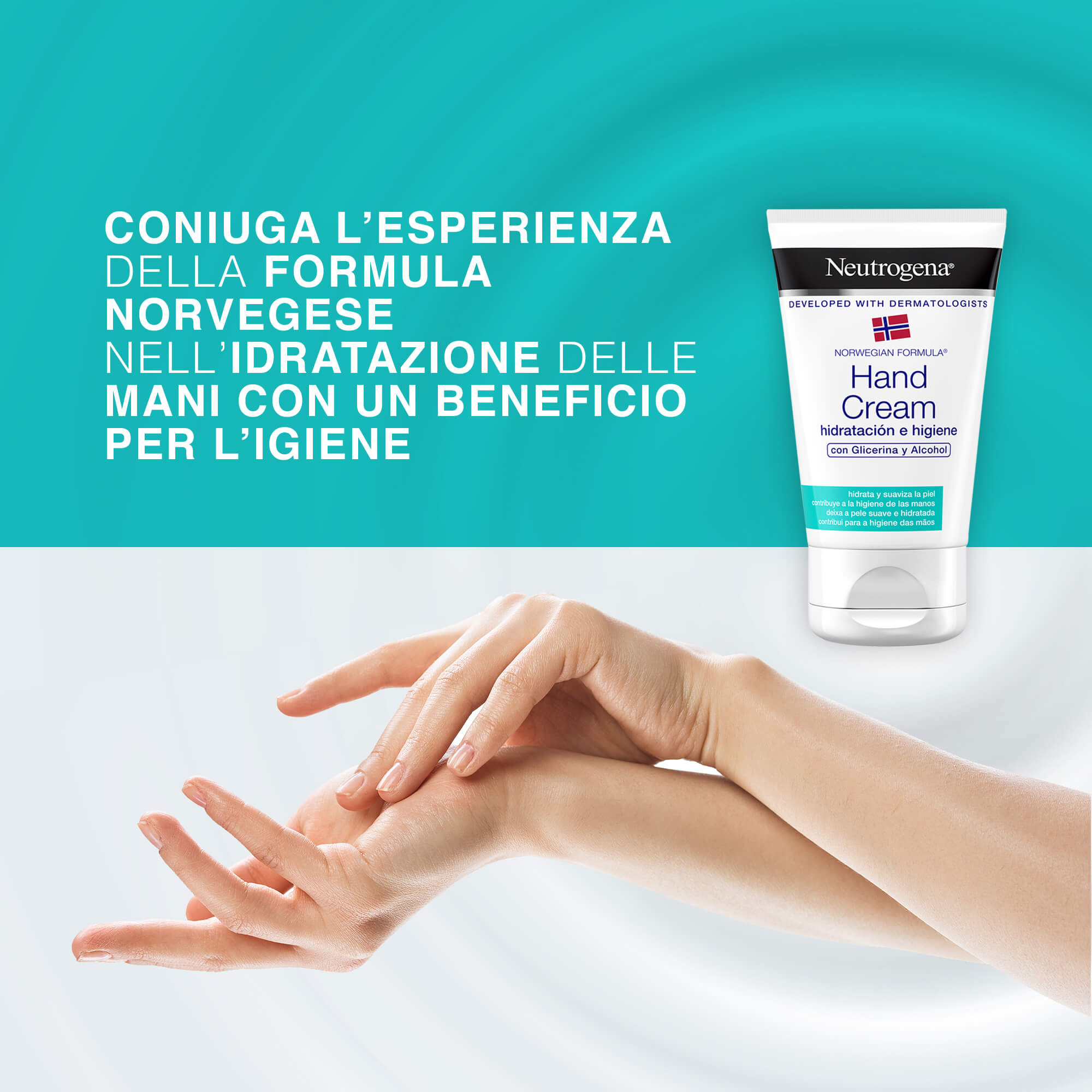 Neutrogena Formula Norvegese Crema Mani Idratazione Igiene con alcool ad azione igienizzante 50 ml