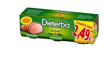 Dieterba Omogenizzato Prosciutto 3 Vasetti da 80 g