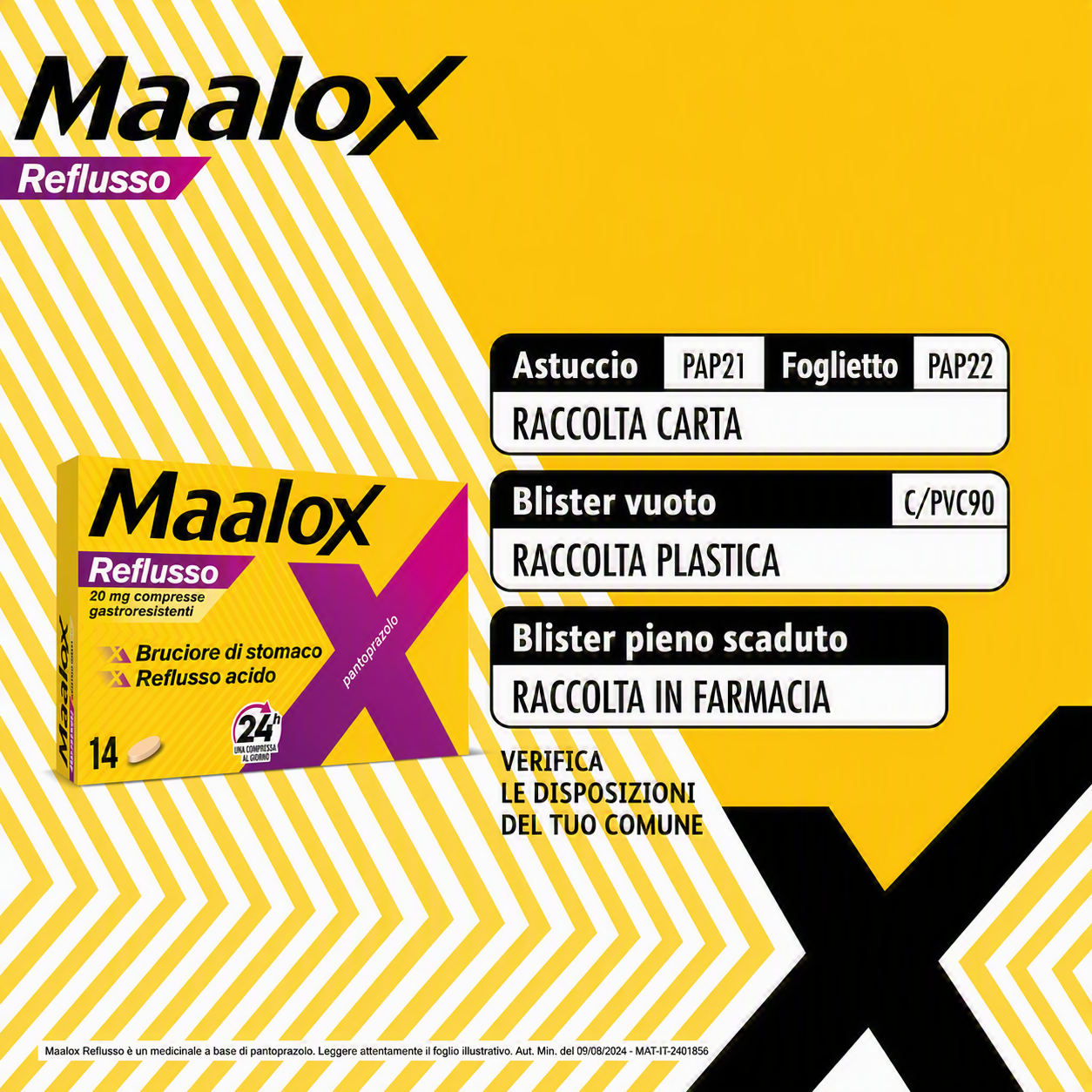 Maalox Reflusso 20 mg Pantoprazolo - 14 Compresse Contro Bruciore Di Stomaco E Reflusso Acido