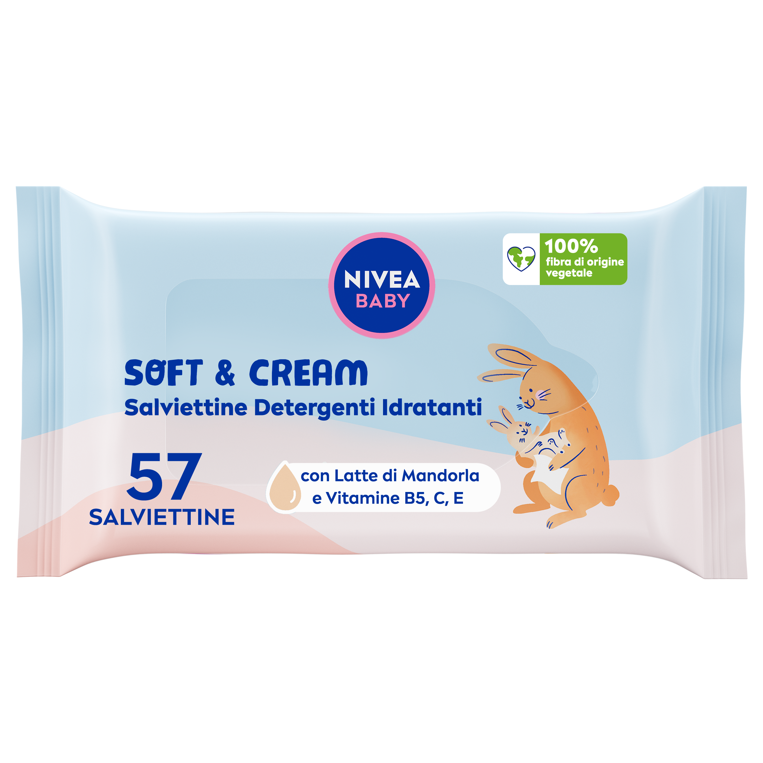 Nivea Baby Salviettine Detergenti Idratanti Soft & Cream 57 Pezzi, Salviette neonato detergenti