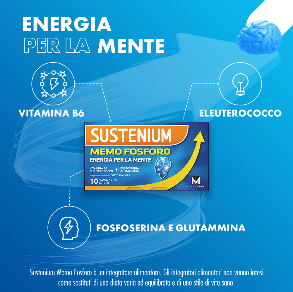 Sustenium Memo Fosforo Integratore Memoria e Concentrazione 10 Flaconcini