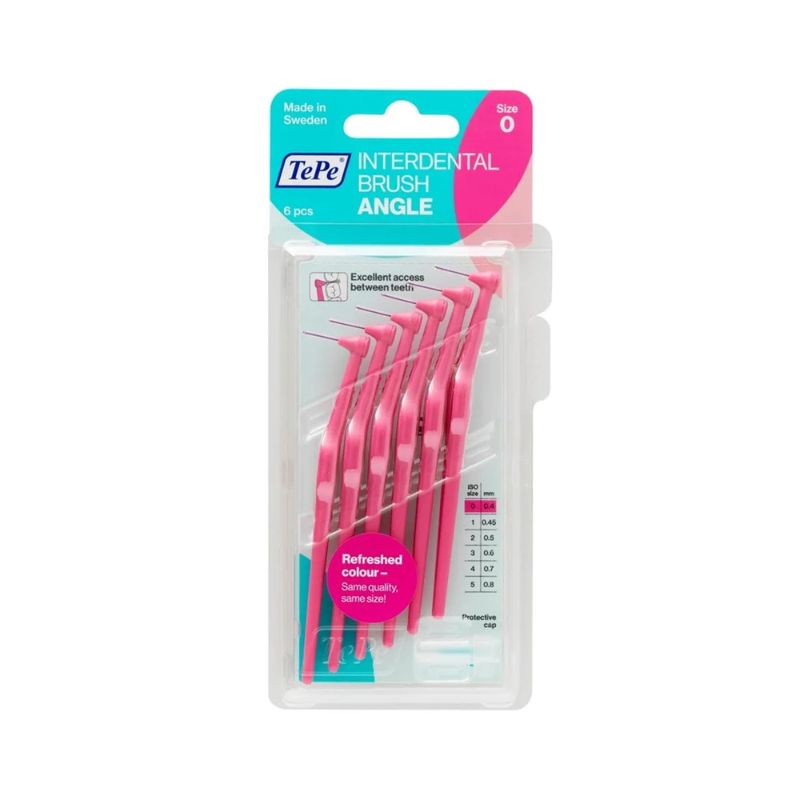 TePe Angle - 6 Scovolini Interdentali Angolati ISO 0 Misura 0,4 mm Rosa