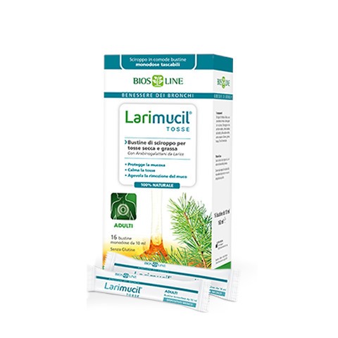 Biosline Larimucil Tosse Sciroppo per Adulti utile per la tosse 16 bustine
