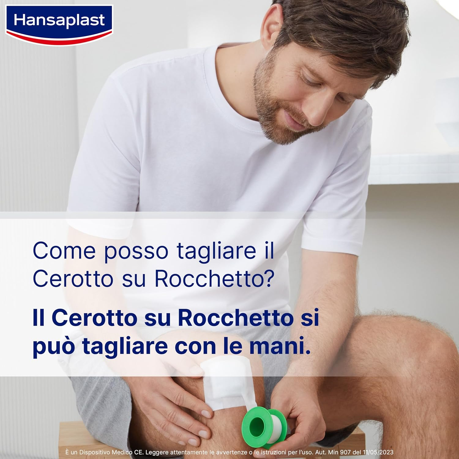 Hansaplast Sensitive Cerotto Rocchetto, Cerotto rotolo per il fissaggio di bende, 5 m x 2.5 cm