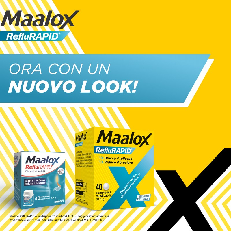 Maalox Reflurapid blocca il reflusso, riduce il bruciore, 40 cpr