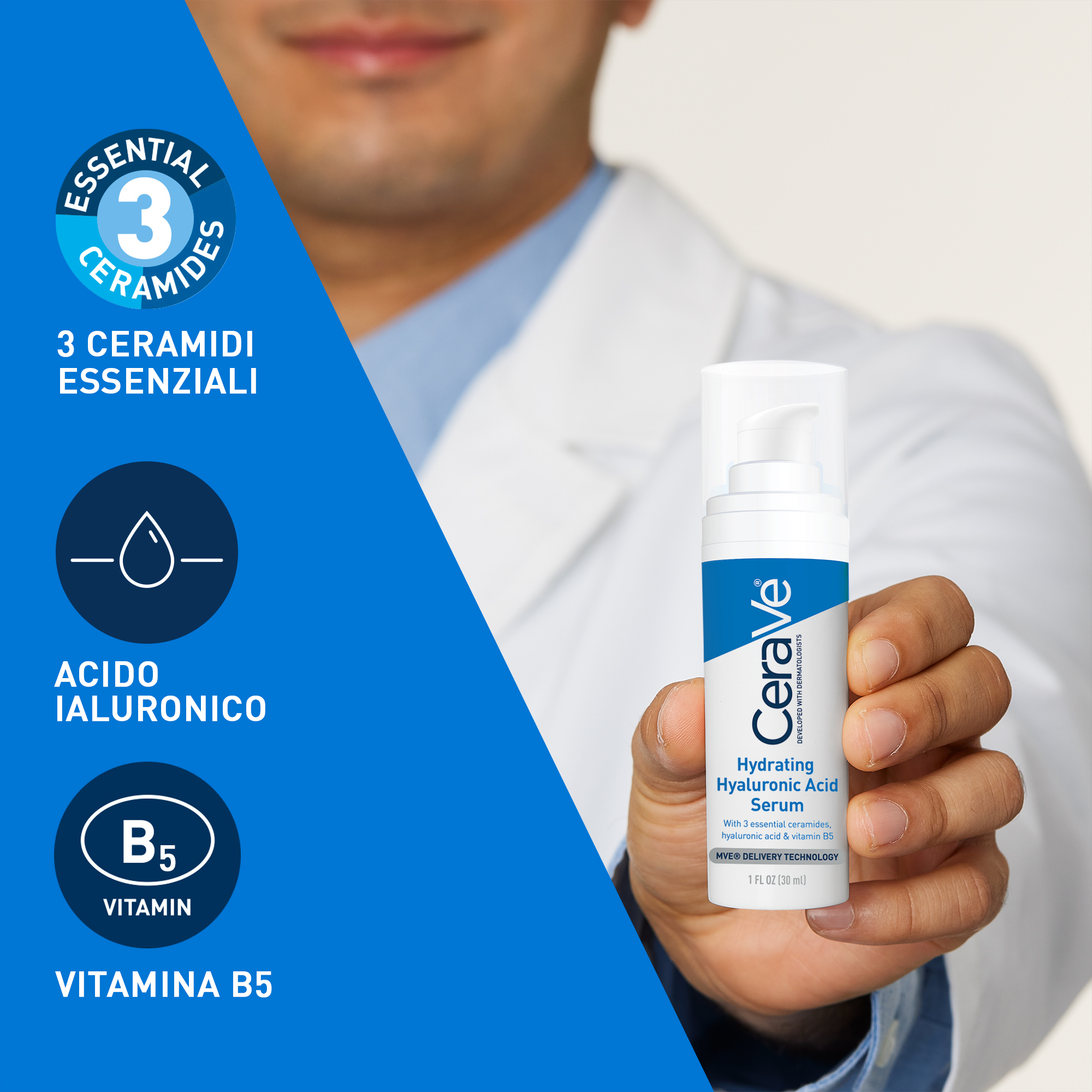 CeraVe Siero Idratante con Acido Ialuronico, 30ml
