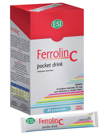 ESI Ferrolin C Pocket Drink Integratore Ferro 24 Bustine