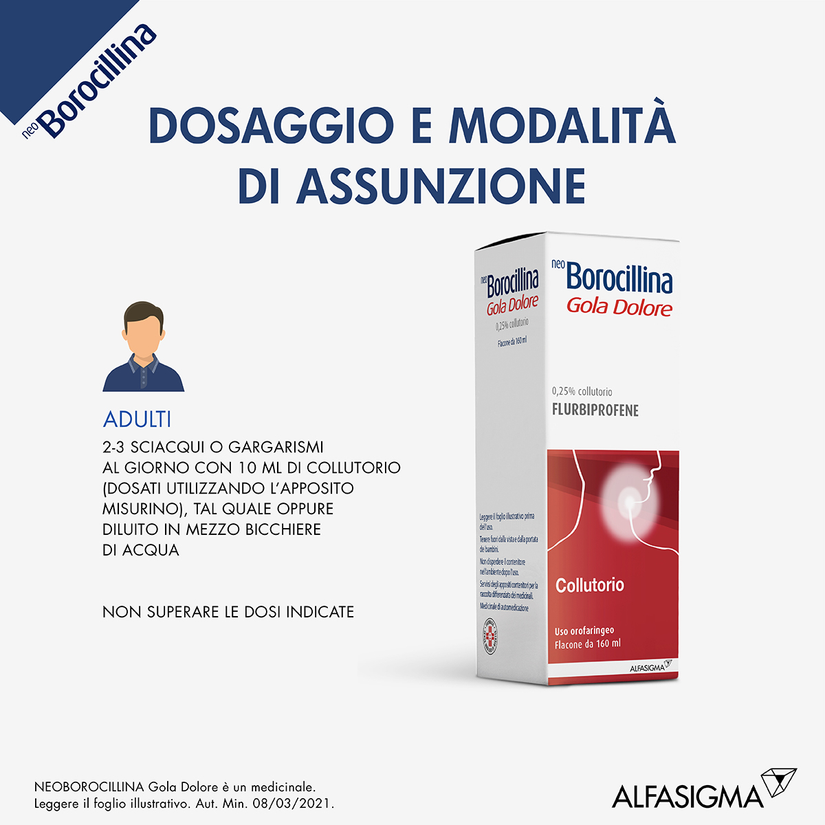 Neoborocillina Gola Dolore Flurbiprofene Collutorio 160 ml