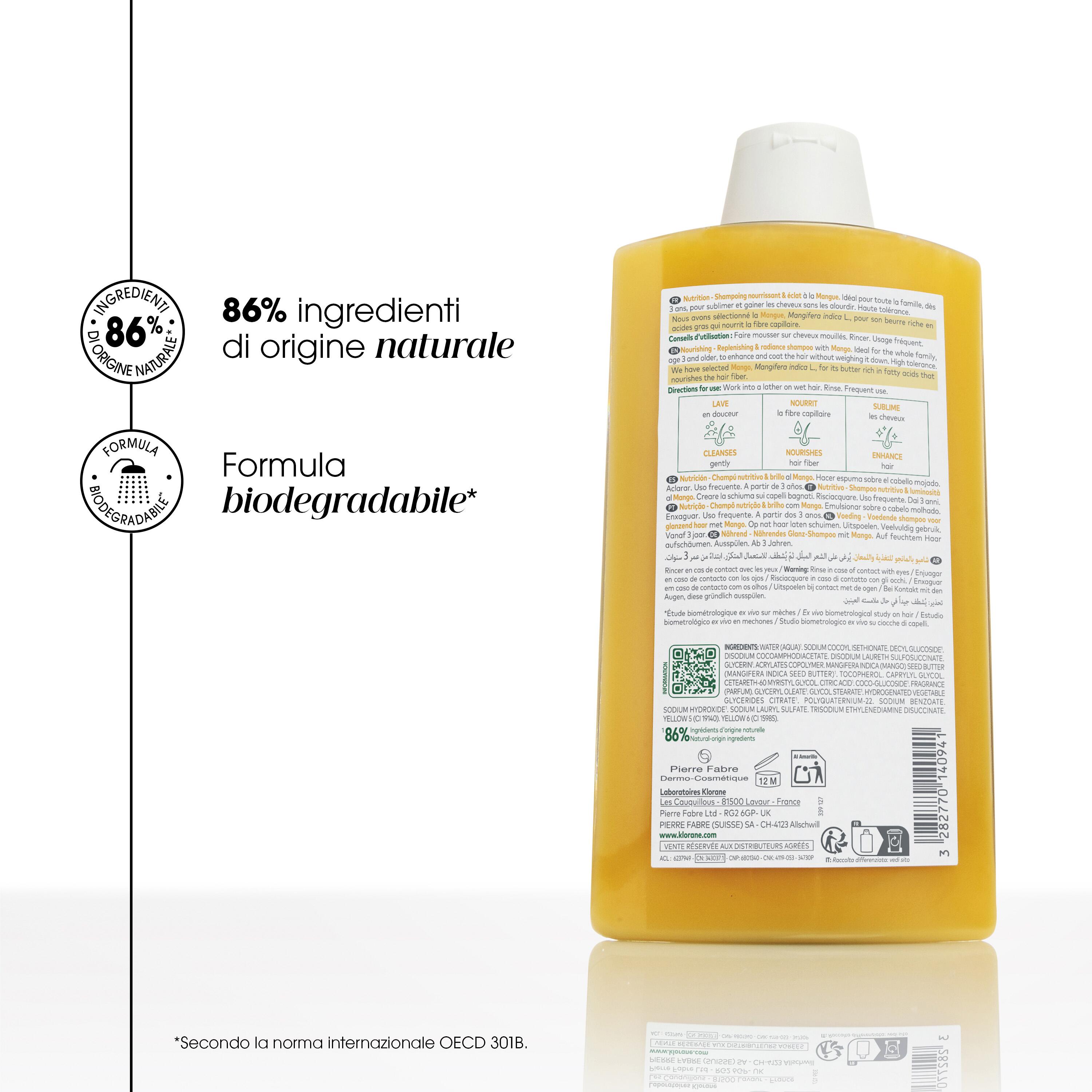 Klorane - Shampoo Nutritivo Al Mango Per Capelli Secchi 400 ml