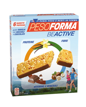 Pesoforma Beactive - Barretta Proteica Vaniglia con Nocciole e Cioccolato - 6x31 g