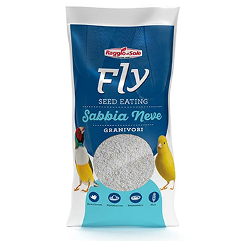 RAGGIO DI SOLE FLY LETTIERA VOLATILI GRANIVORI SEED EATING SABBIA NEVE 2KG