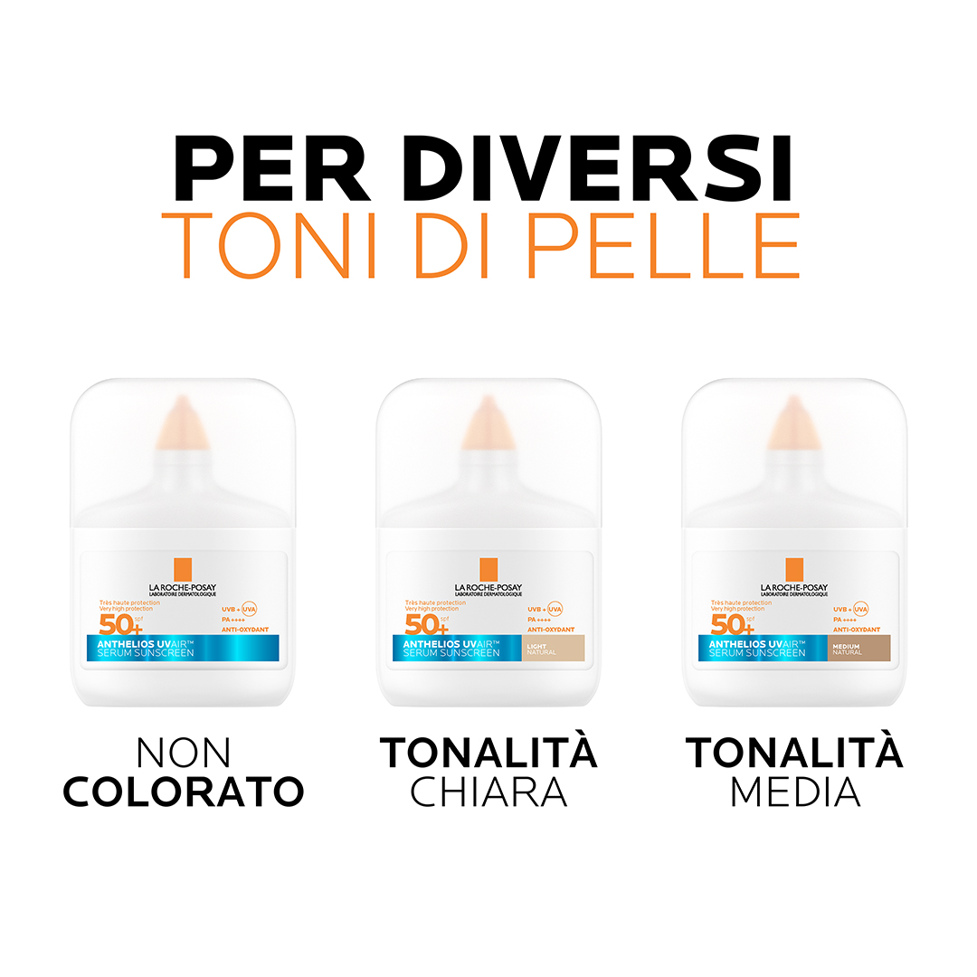 La Roche-Posay - Anthelios Uvair Serum Sunscreen SPF50+ Viso 50 ml - Tonalità Media