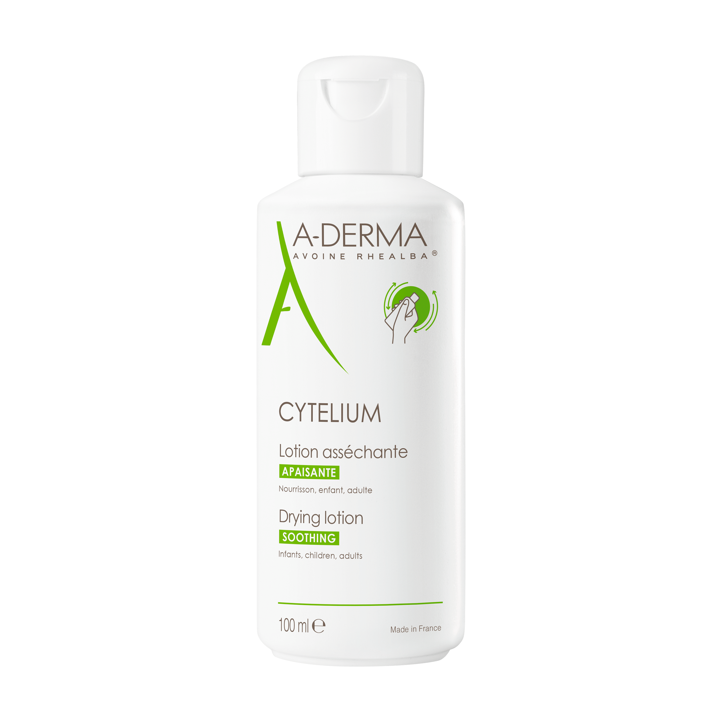 A-Derma Cytelium Lozione assorbente, Viso e Corpo, Assorbe e Lenisce la Pelle irritata soggetta a macerazione, 100ml 