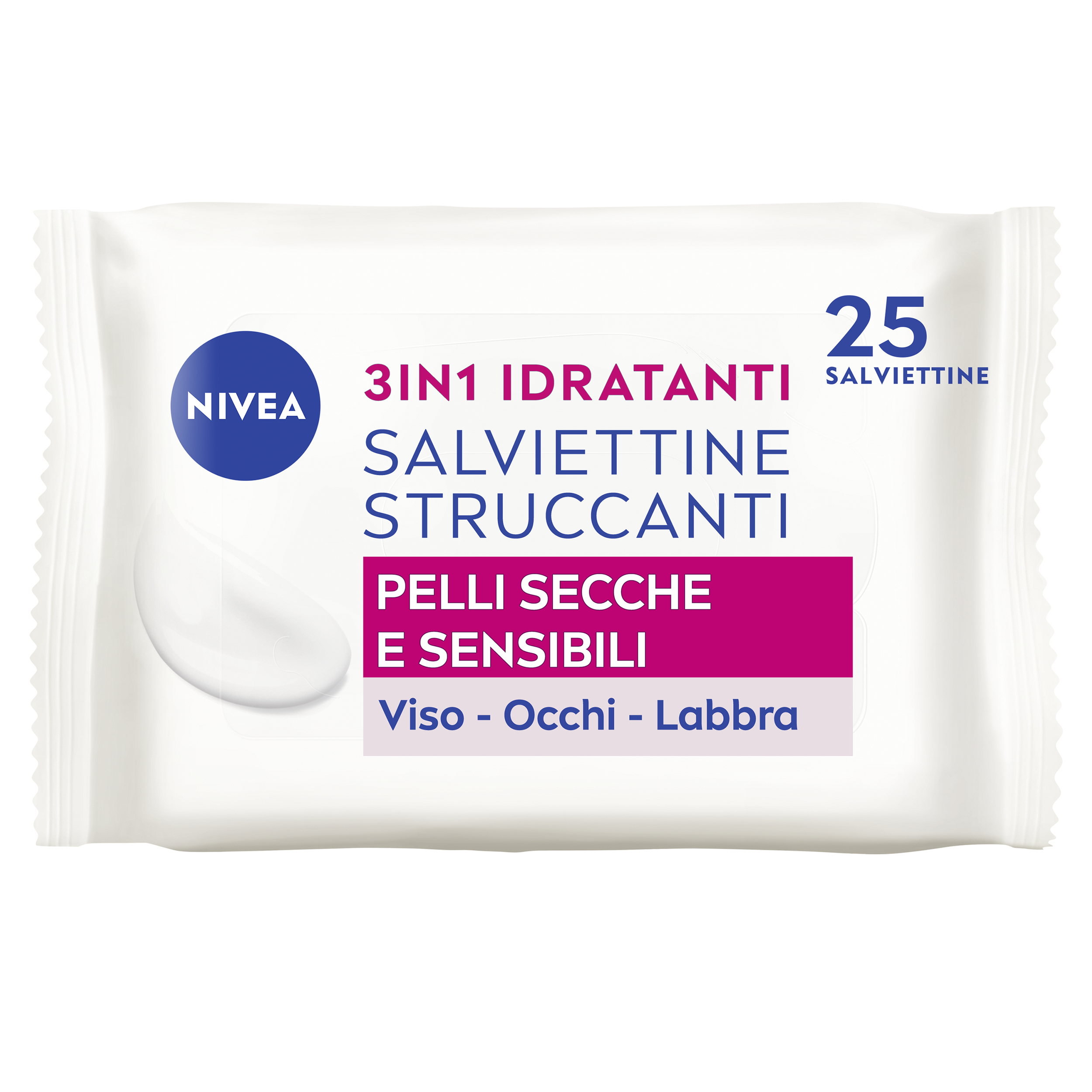Nivea Salviettine Struccanti 3in1 Idratanti 25 Pezzi, Salviette struccanti per pelli secche
