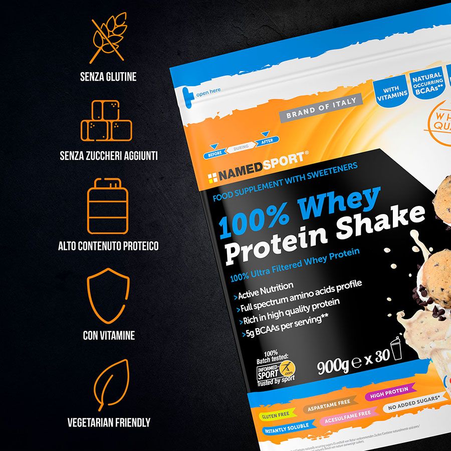 Named Sport 100% Whey Protein Shake Cookies & Cream - Proteine Del Siero Del Latte In Polvere 900 g