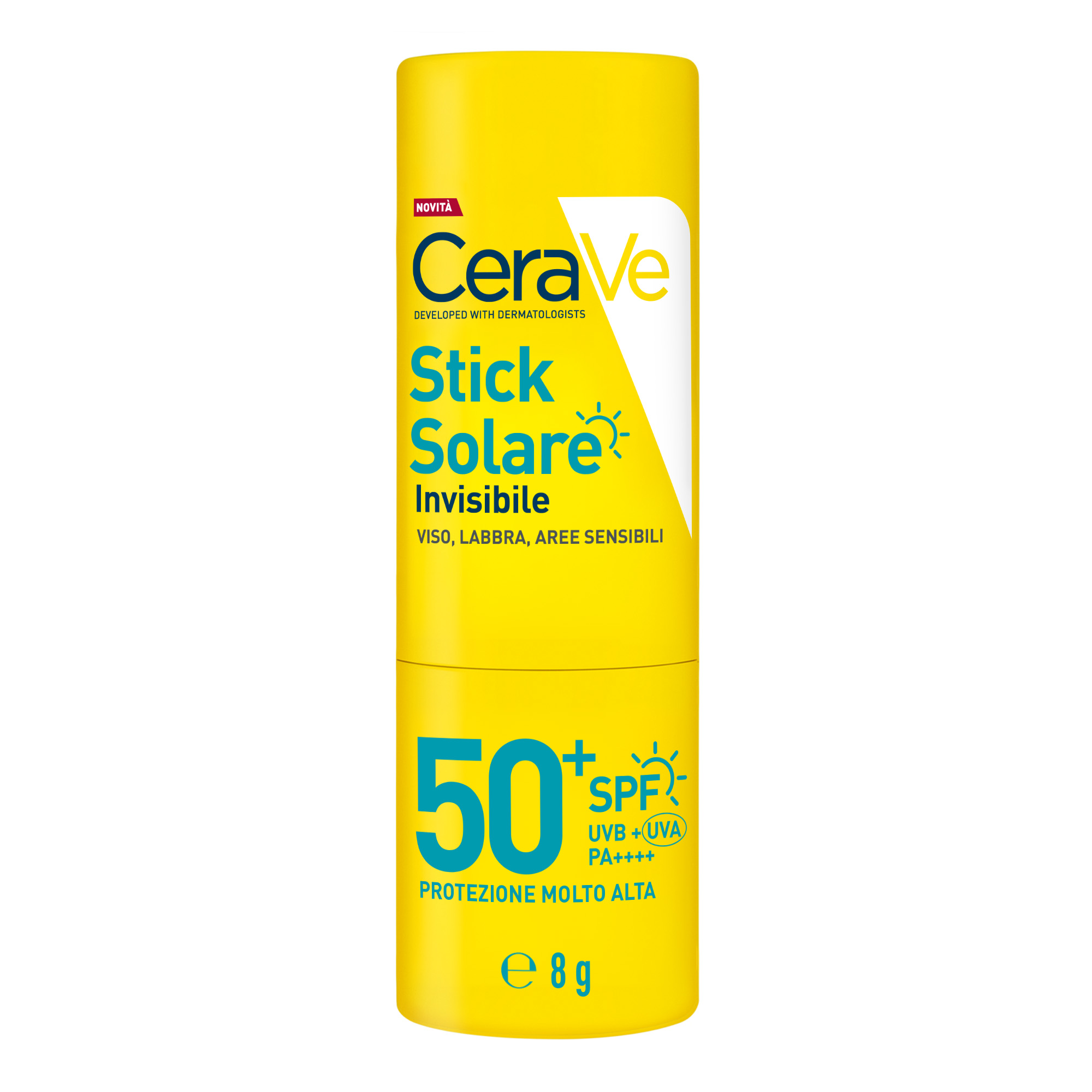 Cerave - Stick Solare Invisibile SPF50+ - Protezione Solare Labbra E Zone Sensibili 8 g