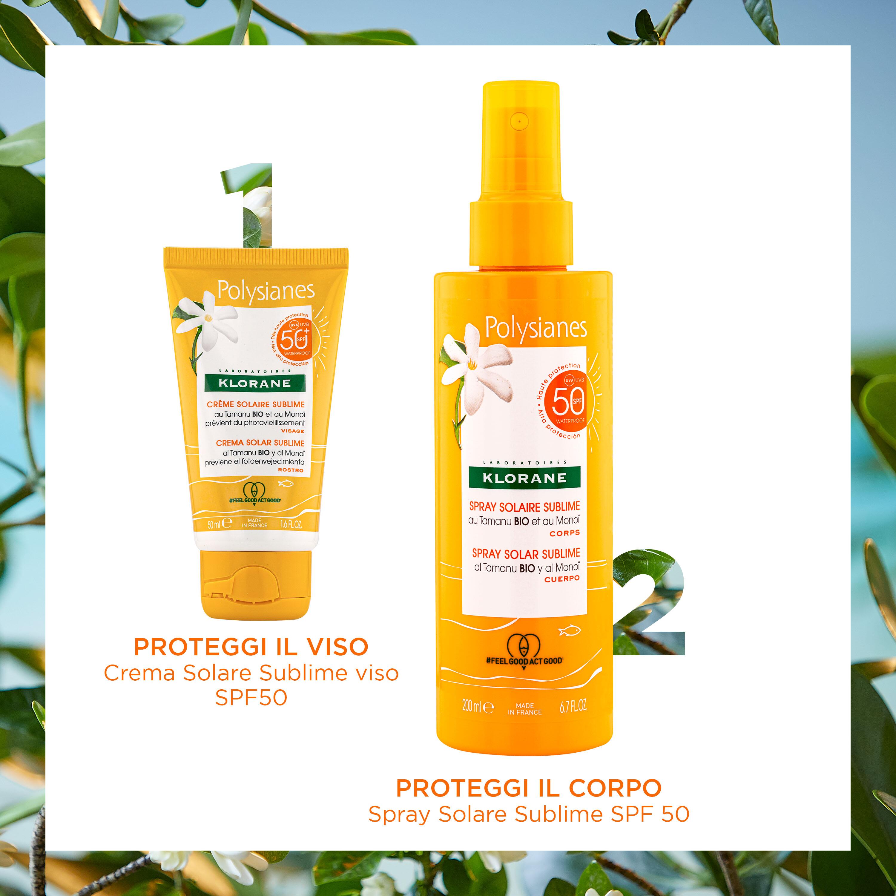 Klorane - Spray Solare Sublime SPF50 Corpo Al Monoï E Tamanu Bio 200 ml
