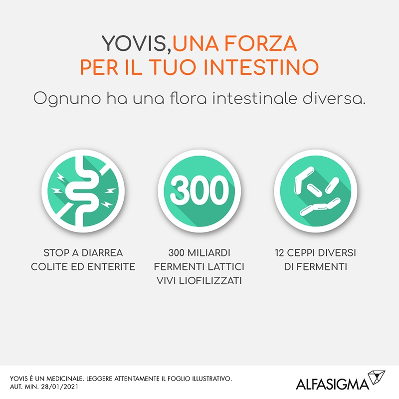 Yovis 1g, 300 Miliardi di fermenti lattici vivi, probiotici in granulato per sospensione orale 10 bustine