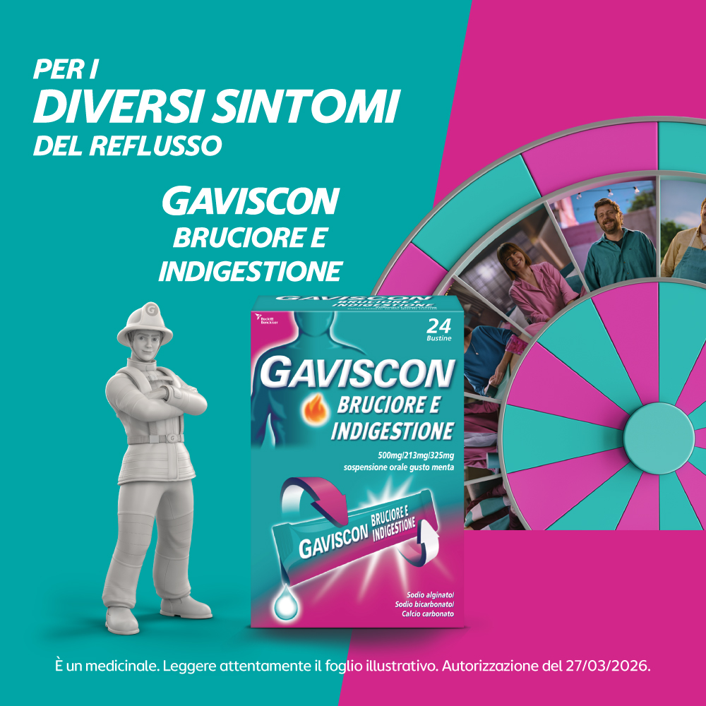 Gaviscon Bruciore E Indigestione - 24 Bustine Contro I Sintomi Del Reflusso Gastroesofageo, Indigestione, Bruciore E Acidità Di Stomaco