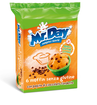 Mr. Day 6 Muffin Senza Glutine Con Pepite di Cioccolato Fondente