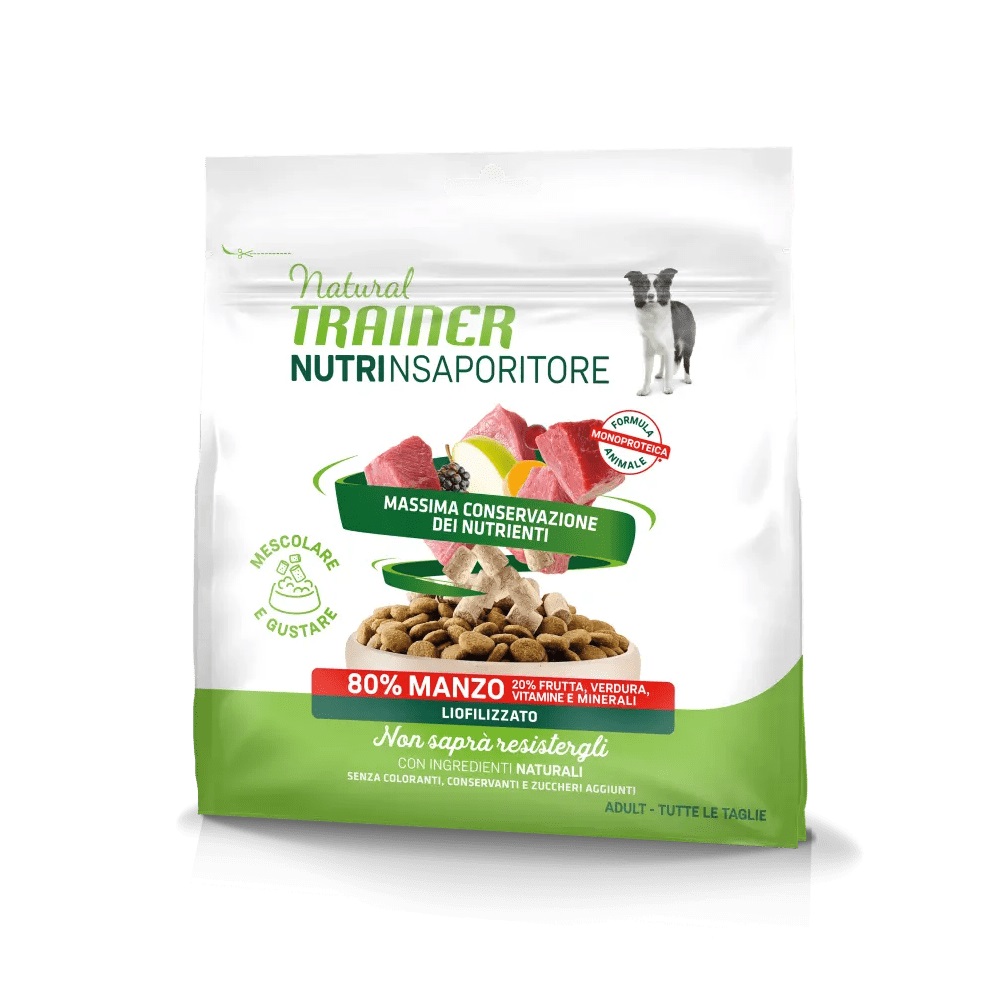 TRAINER NATURAL CANE SNACK NUTRINSAPORITORE ADULT 80% MANZO 120GR (bustina)