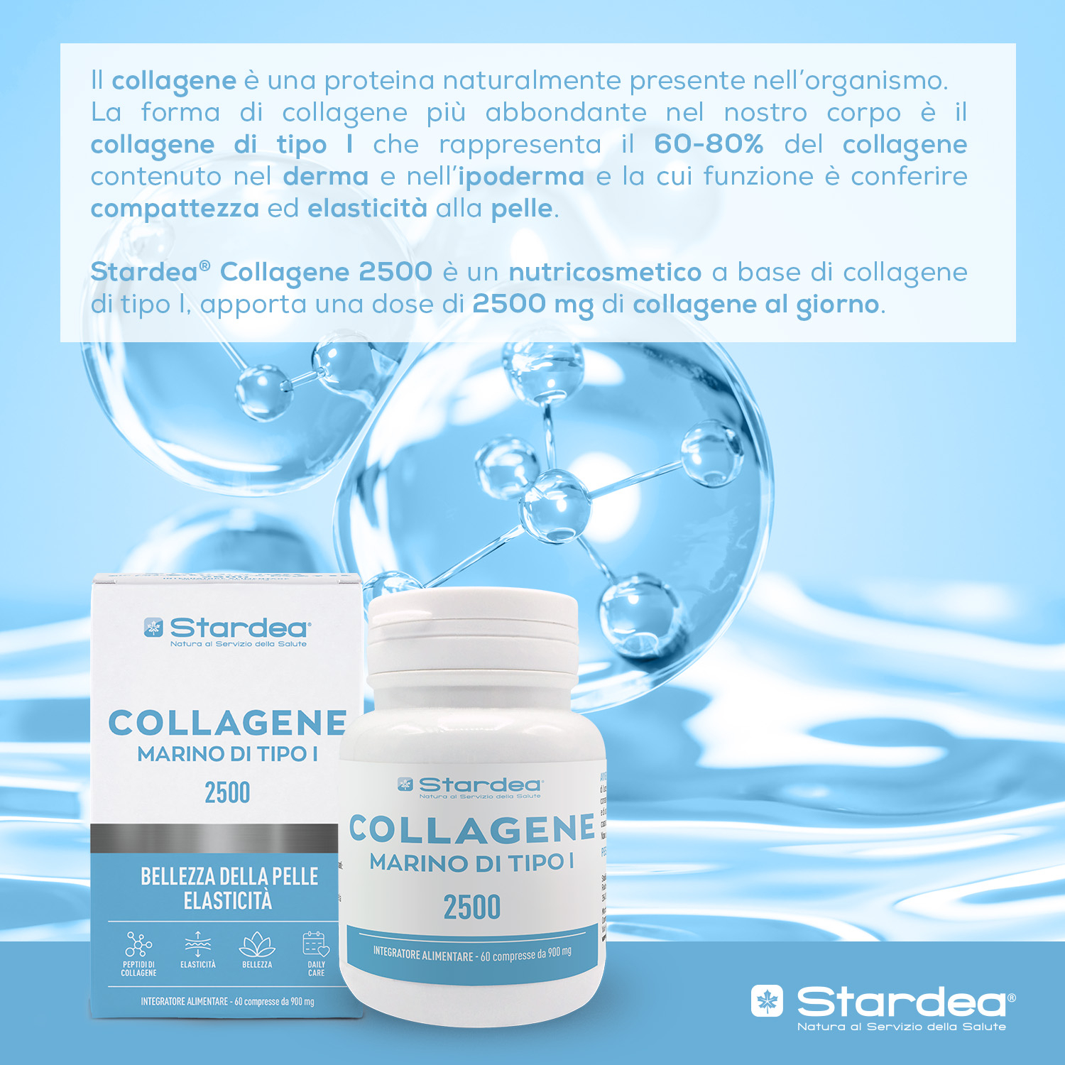 INTEGRATORE ALIMENTARE - 60 compresse a base di COLLAGENE MARINO DI TIPO I e Zinco per la BELLEZZA DELLA PELLE, ELASTICITÀ