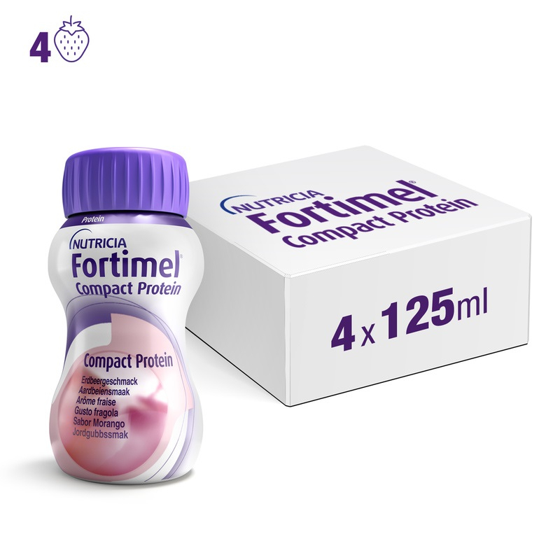 Nutricia Fortimel Compact Protein, Gusto Fragola, Ipercalorico e Iperproteico, 4x125ml
