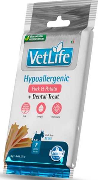 FARMINA VET LIFE CANE SNACK HYPOALLERGENIC MINI ADULT MAIALE PATATE RISO 60G