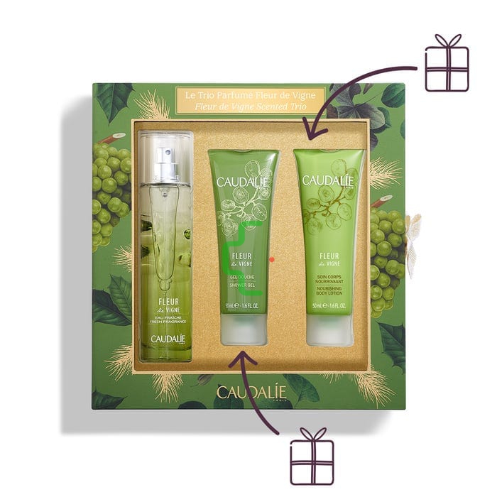 CAUDALIE COFANETTO PROFUMATO FLEUR DE VIGNE Acqua Profumata 50ml + Crema Corpo 50 ml + Gel Doccia 50ml