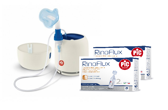 AEROSOL PIC AIR FAMILY EVOLUTION  confezione promo Apparecchio + 2 conf. OMAGGIO RINOFLUX soluzione fisiologica 20 fiale