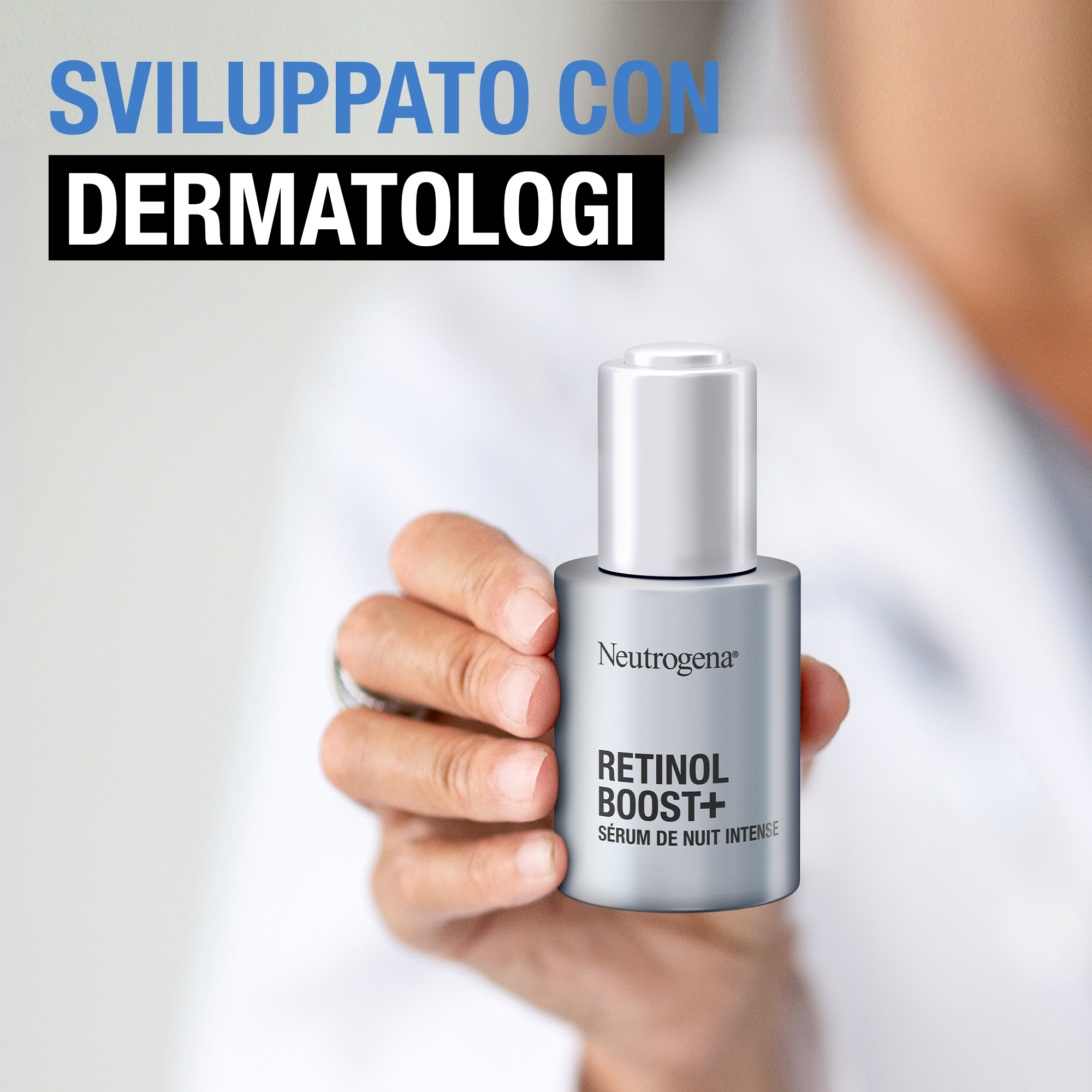 Neutrogena Retinol Boost + Siero Notte Intenso 30 ml, Siero viso con 0,23% Retinolo Puro antirughe