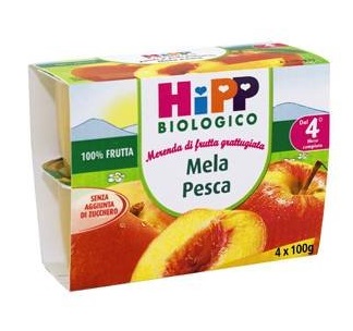 Hipp Biologico Merenda Di Frutta Mela e Pesca 4x100g