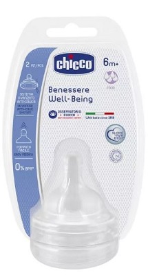 Chicco Tettarella Well Being Silicone Flusso Pappa +6m 2 Pezzi