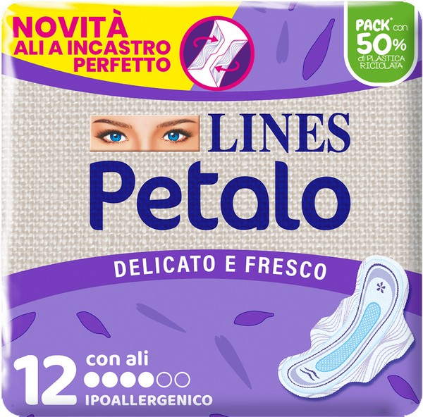 LINES PETALO CON ULTRA ALI - ASSORBENTE FILTRANTE DELICATO E TRASPIRANTE - 12pz