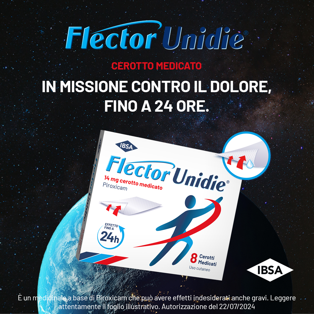 FLECTOR UNIDIE - cerotto medicato contro mal di schiena, dolori articolari e muscolari - 8 Cerotti Medicati 14mg