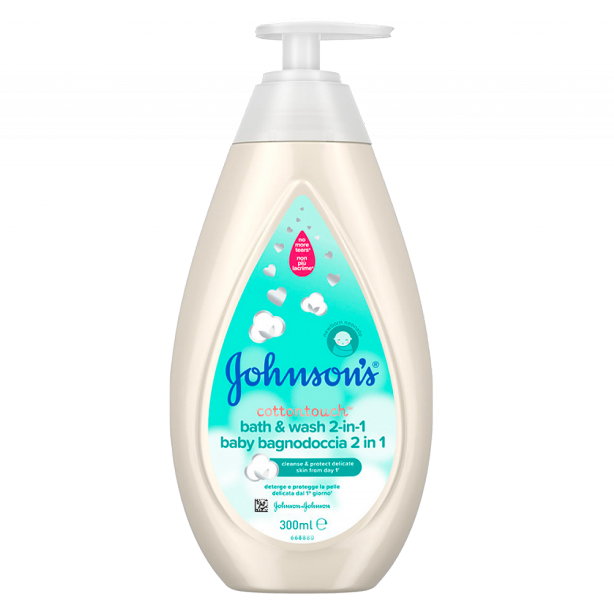 JOHNSON’S Baby, Bagnodoccia 2 in 1, Cottontouch, per Bambini e Neonati, con Vero Cotone, Senza Coloranti Solfati Alcol e Sapone, Non Più Lacrime, 300ml