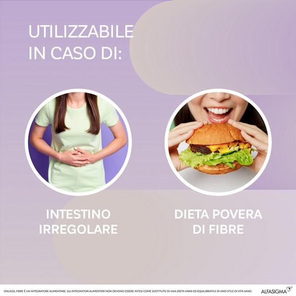 Onligol Fibre, integratore lassativo a base di fibre di Psyllium - utile in caso di stitichezza - Gusto Prugna 20 Bustine