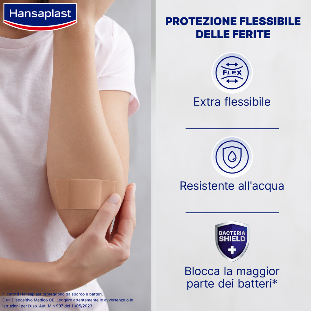 Hansaplast Cerotti Elastic, Striscia cerotti flessibili per le articolazioni, 10 pezzi da 1 m x 6 cm