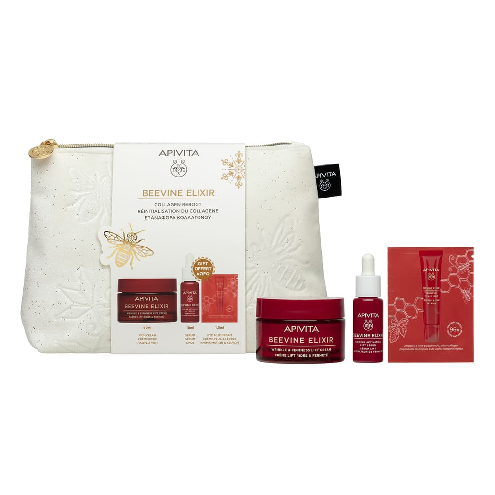 Apivita Beevine Elixir Cofanetto Regalo - Crema Ricca Anti-Rughe 50 ml + Siero Antirughe 10 ml + Crema Anti-Rughe Occhi E Labbra 1,5 ml