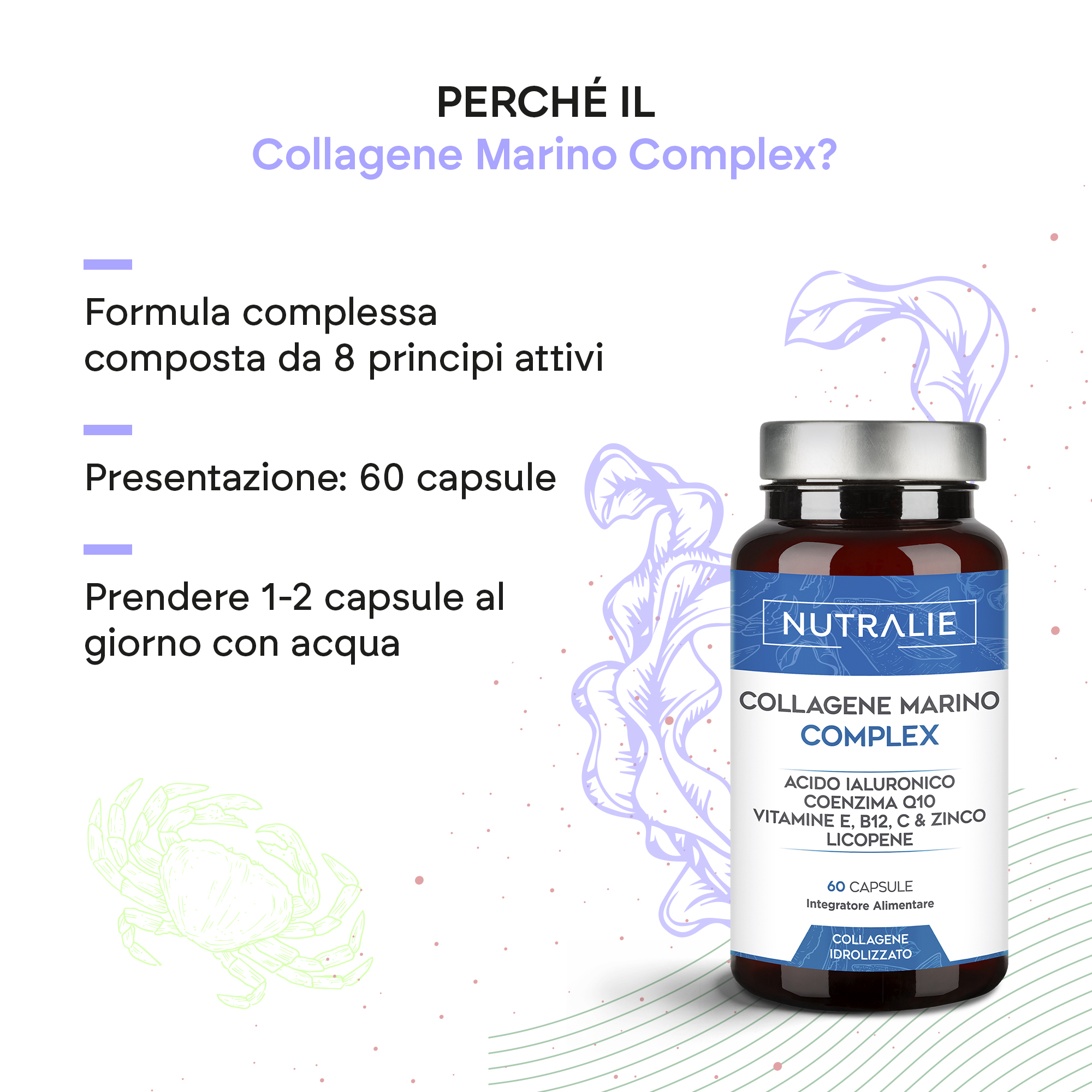 Nutralie Collagene Marino Complex 60 Capsule - Integratore Per La Pelle
