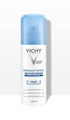 Vichy Deodorante Mineral - Spray per pelle sensibile e depilata 125 ml efficace per 48 ore