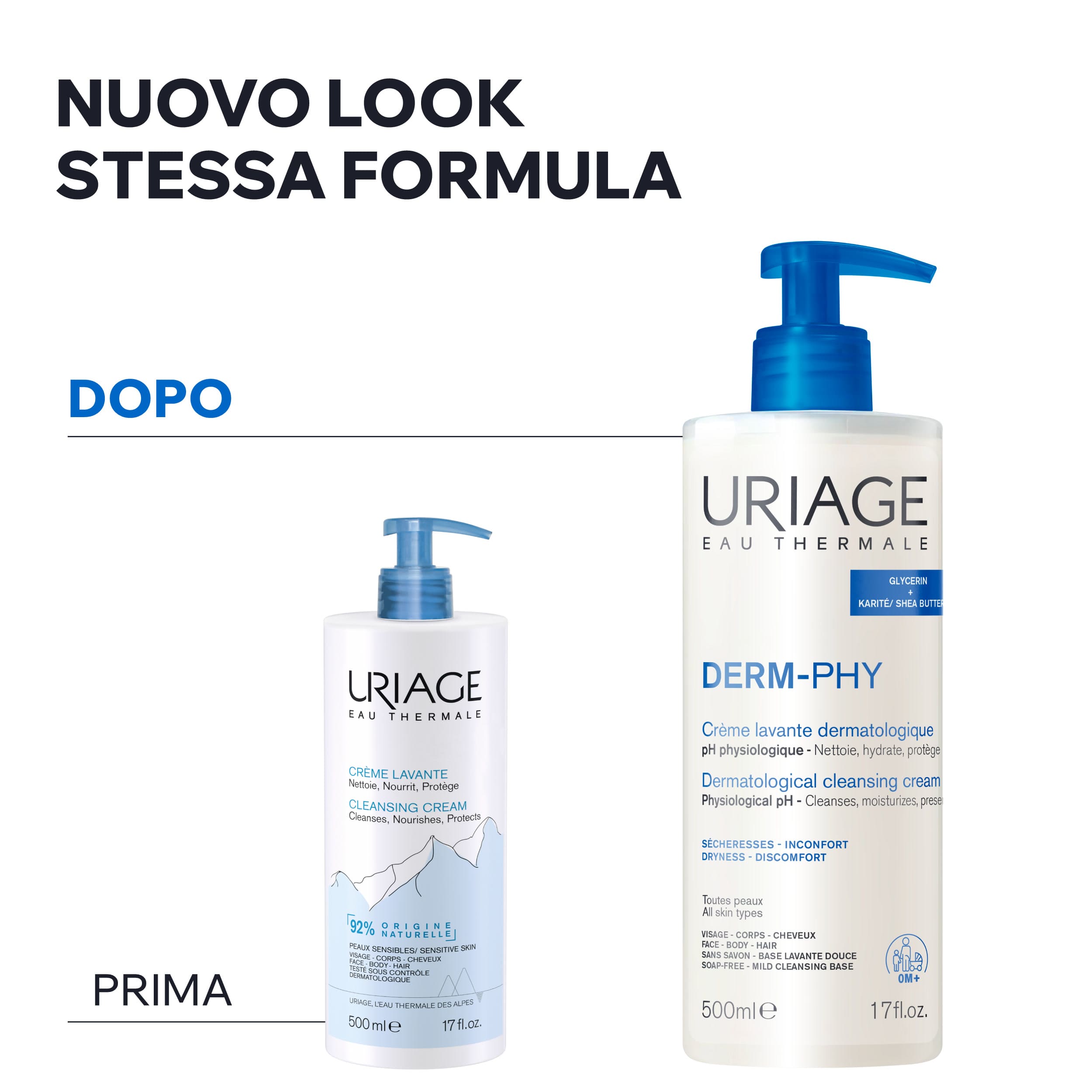​​Uriage Derm-Phy Crema Lavante Dermatologica Viso E Corpo Per Pelle Sensibile 500 ml