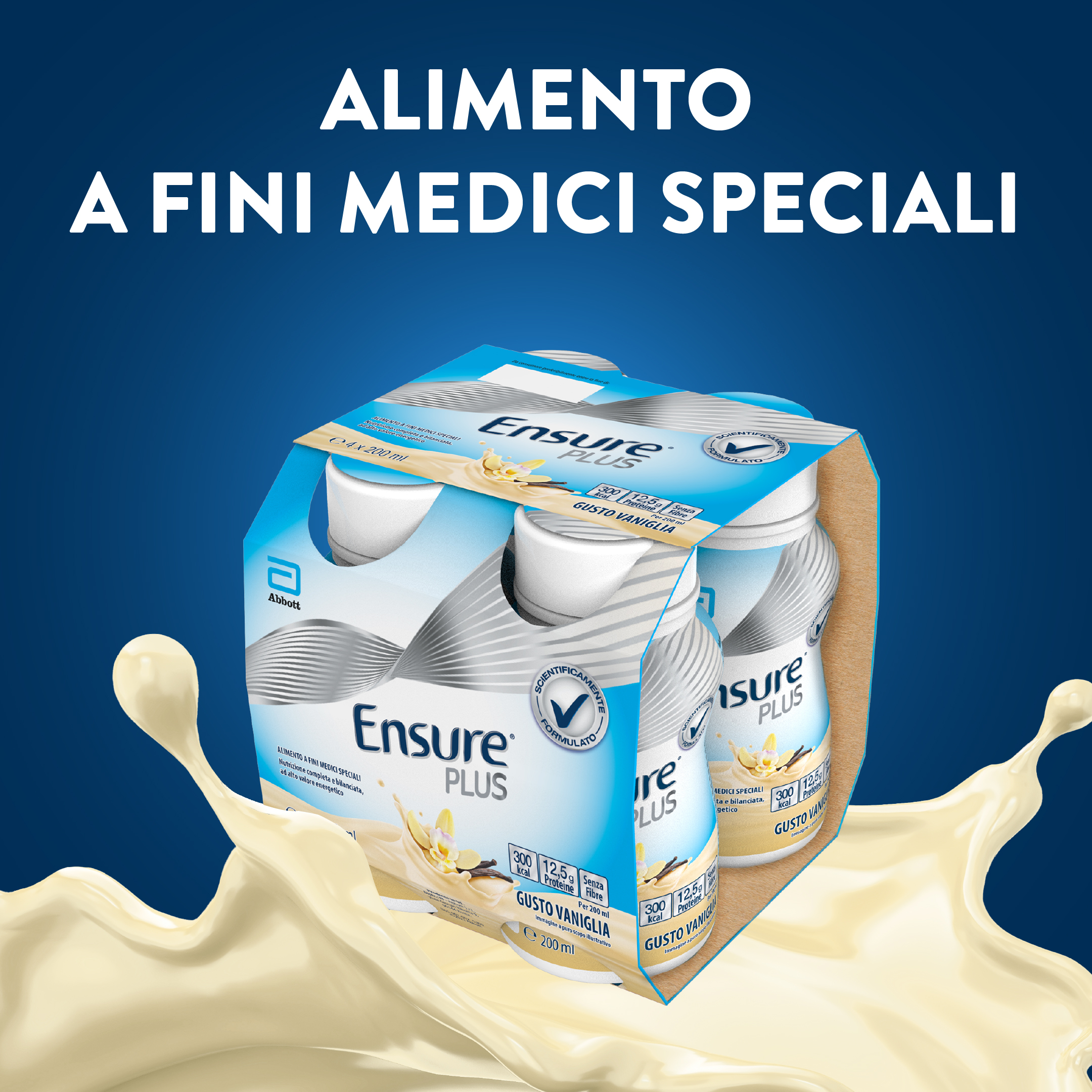 Ensure Plus Alimento a Fini Medici Speciali Ipercalorico Vaniglia 4x200ml