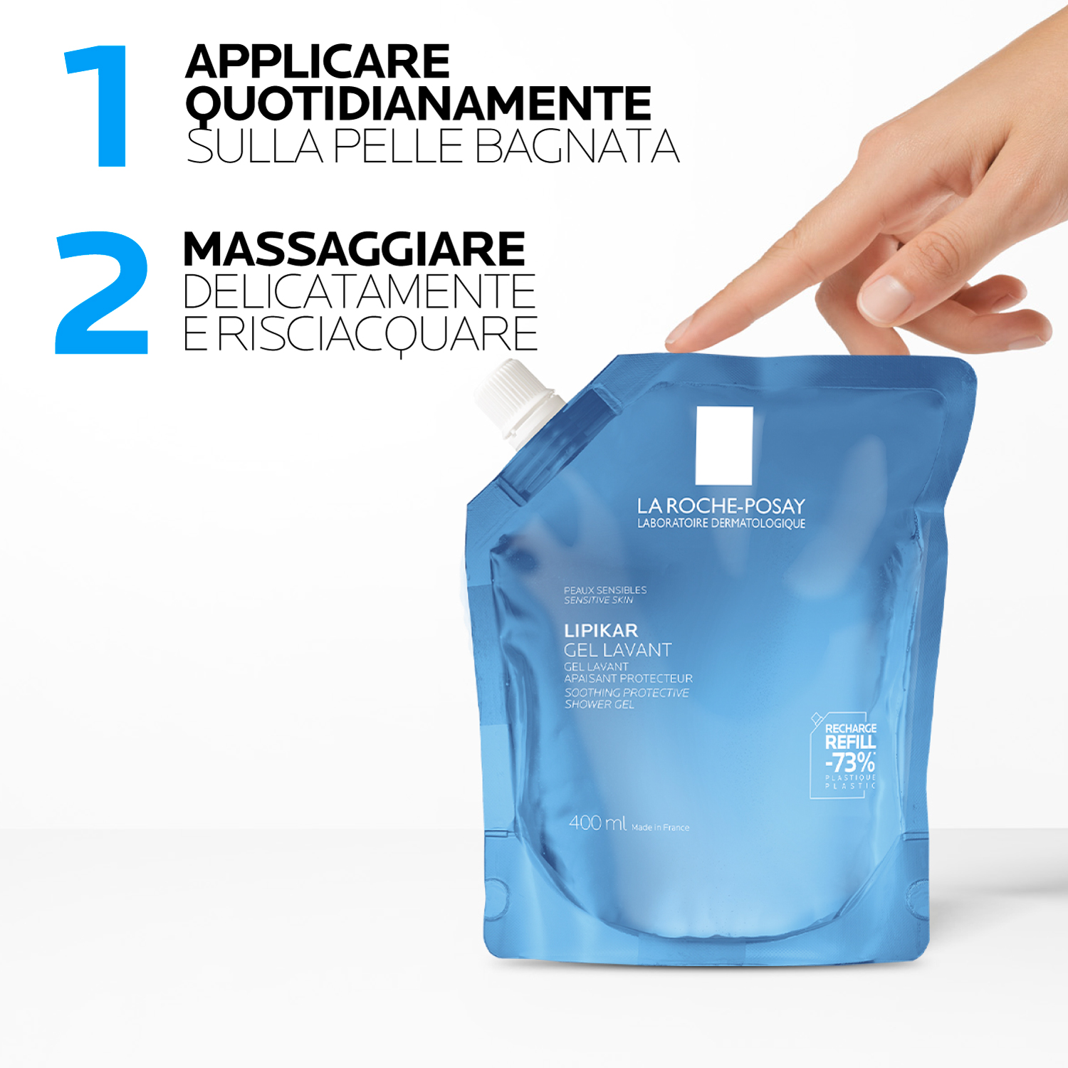La Roche-Posay Lipikar - Gel Lavant Gel Doccia Detergente Delicato Per Pelle Secca E Sensibile Eco-Ricarica 400 ml